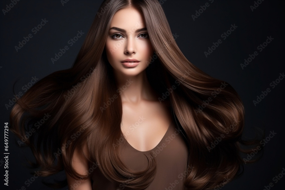 Fototapeta premium Woman glamour style fashion model skin face smooth hair female beauty salon long make-up