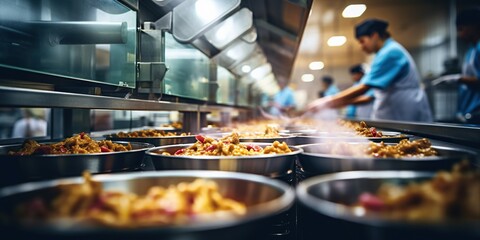 Modern food manufacturing with a worker actively involved in the production process, ensuring product quality and safety.
