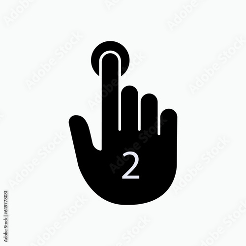 Double Touch Icon within Glyph Style. Symbol to Tap Twice.