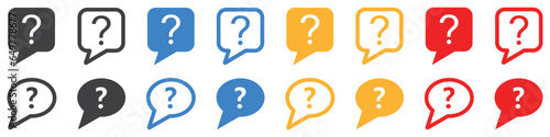 Set of message boxs with question mark icons. Help symbol, question mark, faq signs. Vector illustration.
