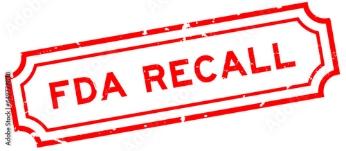 Grunge red FDA recall word square rubber stamp on white background