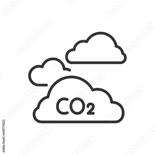 CO2 cloud, linear icon. Line with editable stroke