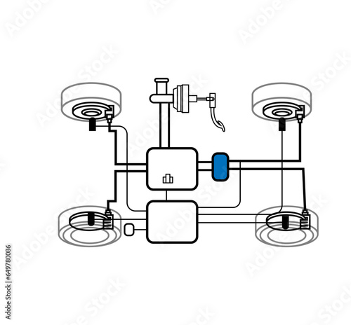 vector illustration of the ABS brake system schematic on vehicles, especially cars