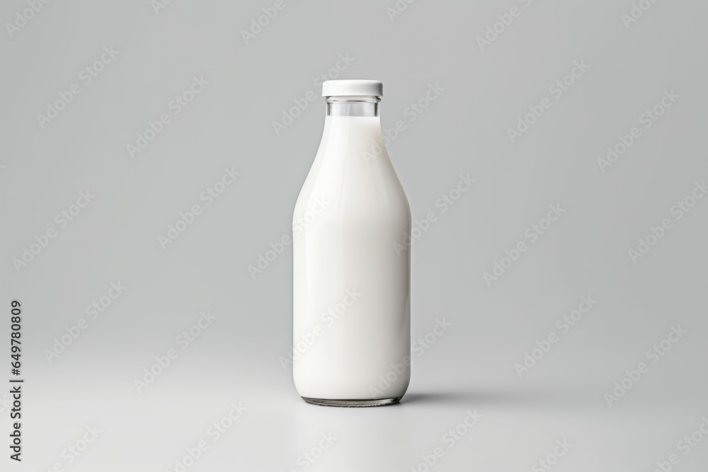 Milk bottle on grey background Milk bottle on grey background