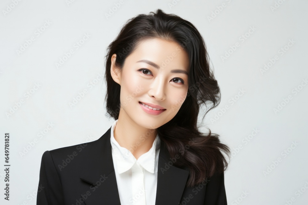 Cheerful businesswoman with confident smile on white background Cheerful businesswoman with confident smile on white background