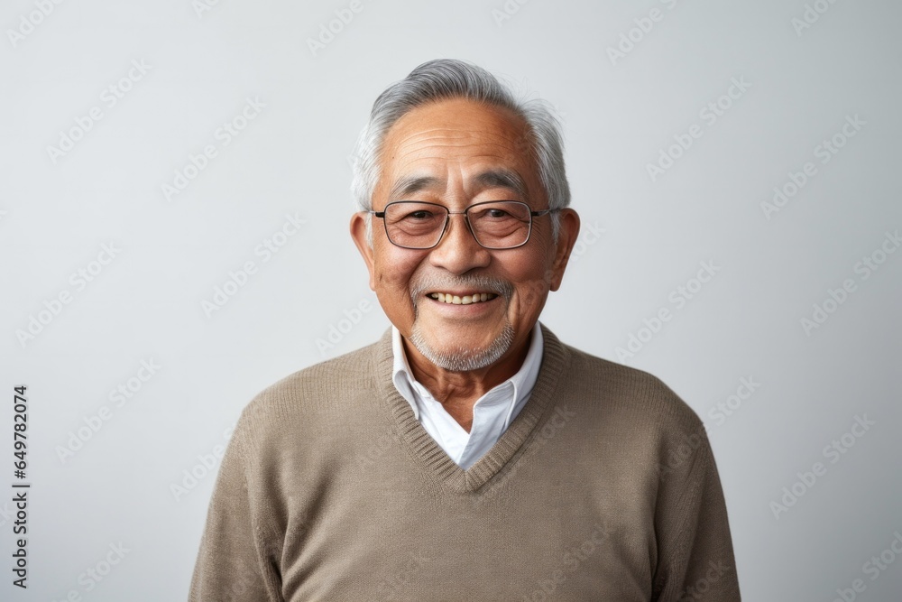 Smiling Senior Man with Gray Hair and Glasses in Studio Portrait Smiling Senior Man with Gray Hair and Glasses in Studio Portrait
