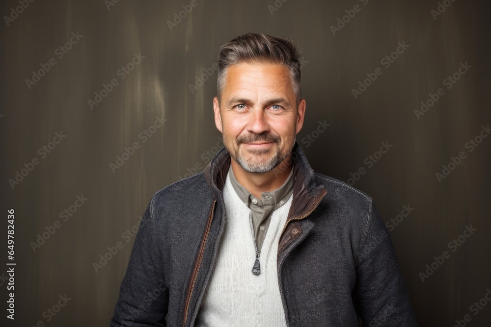 Cheerful smiling adult with beard in close-up portrait