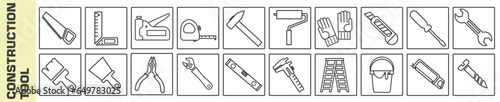 Set of tools icons for construction and repair. Hand tool icons.