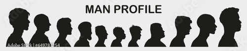 ector silhouette profile and head of a teenager and an adult male, black color, isolated on a white background.