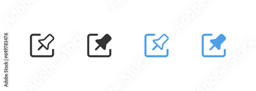 Push pin buttons, thumbtack icon set. Vector isolated illustration