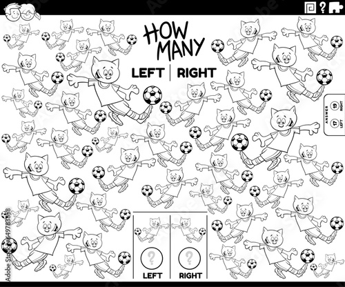 counting pictures of cat playing soccer coloring page