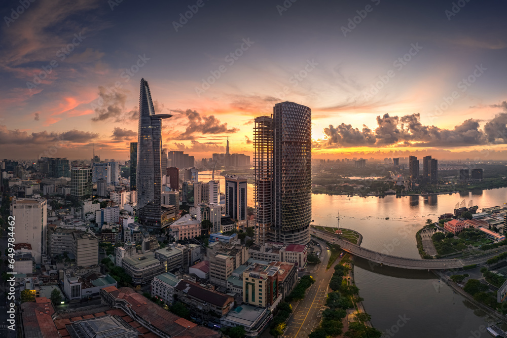 July 8, 2023: District 1, Ho Chi Minh City, Vietnam in the early morning