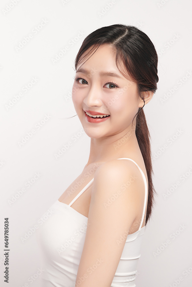 Beautiful young asian woman with clean fresh skin on white background, Face care, Facial treatment, Cosmetology, beauty and spa, Asian women portrait. Beautiful young asian woman with clean fresh skin on white background, Face care, Facial treatment, Cosmetology, beauty and spa, Asian women portrait.