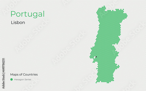 Portugal, Lisbon. Creative vector map. Maps of Countries, Western Europe, Hexagon Series. White