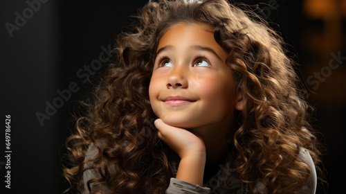Curious and Contemplative: A Young Child with Curly Hair