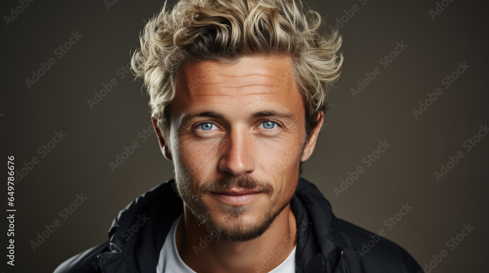 a closeup photo portrait of a handsome blonde scandinavian man. guy with fresh stylish hair a closeup photo portrait of a handsome blonde scandinavian man. guy with fresh stylish hair