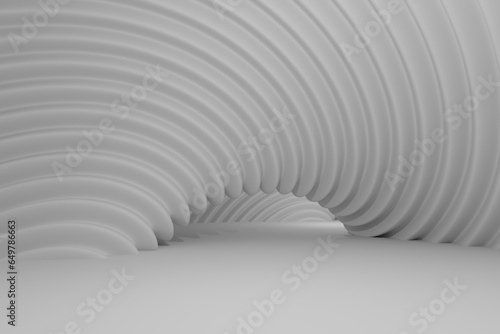 Light abstract concentric background with geometric elements as a basis for outdoor advertising. 3d rendering