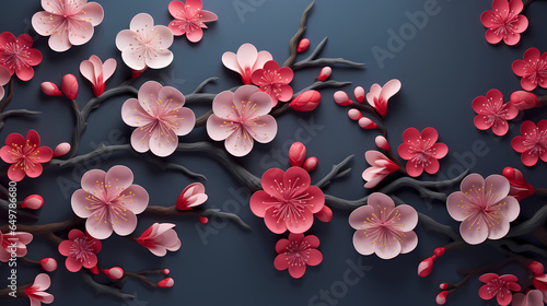 Pink And White Flowers On A Branch