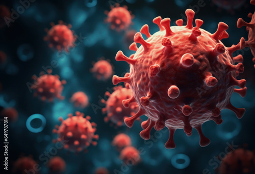 Image of flu COVID-19 virus cell. Coronavirus Covid 19 outbreak influenza background