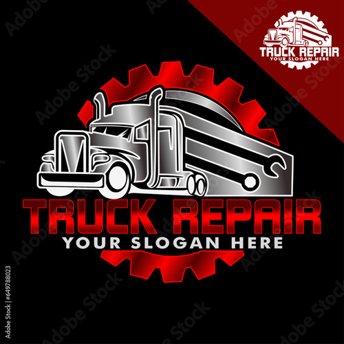 truck diesel repair, service logo template