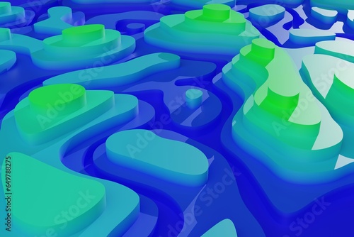 Geodesic stepped topographic background. Abstract earth surface background. 3d rendering