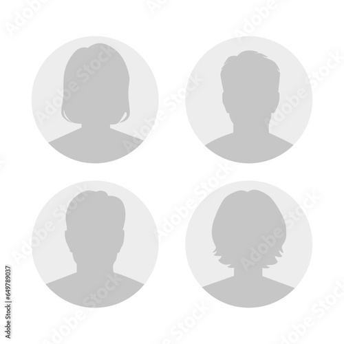 Vector flat illustration in grayscale. Avatar, user profile, person icon, gender neutral silhouette, profile picture. Suitable for social media profiles, icons, screensavers and as a template.