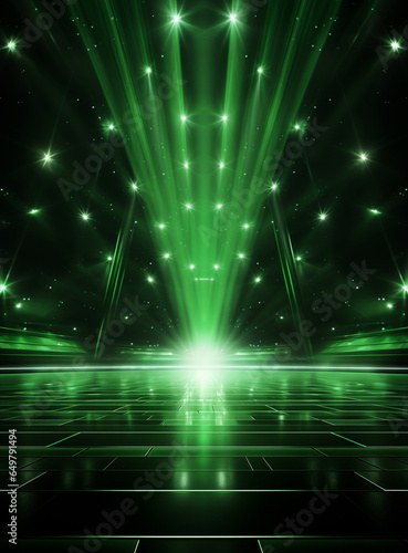 Ai Generated Backdrop With Illumination Of Green Spotlights For Flyers realistic image ultra hd high design 
