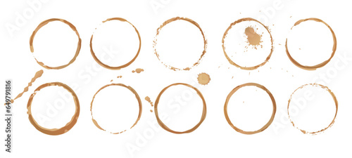 Vector coffee cup stains, Isolated On White Background, tea ring stamps Illustration