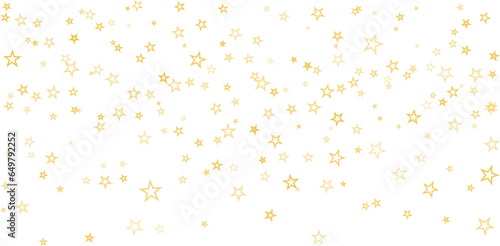 Gold stars vector background  sparkling Christmas confetti falling isolated on white. Magic shining flying golden stars glitter backdrop  sparkle border