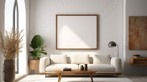 Modern interior mockup with poster frame. © Muzaffer Stock