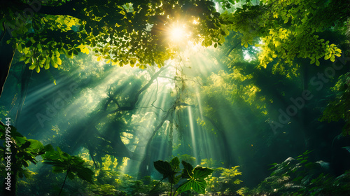 Lush Forest Canopy and Sunlight Rays