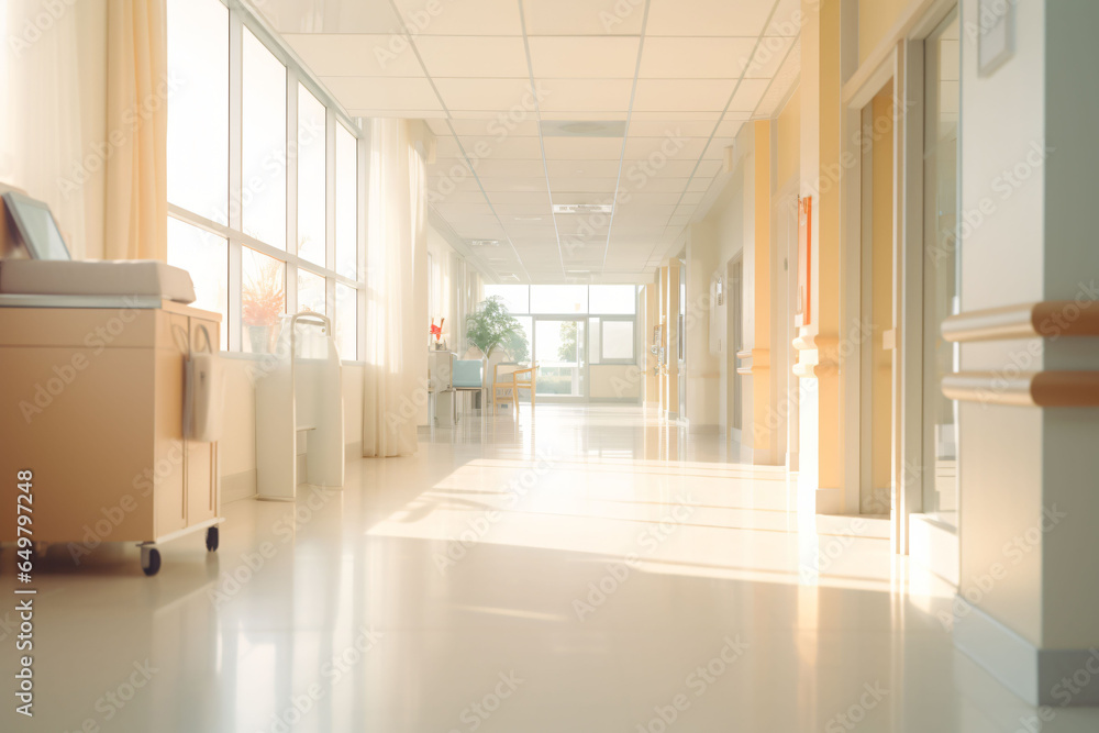 A white hospital hallway with an unfocused background is a common scene in healthcare settings. It typically features clean,unfocused background A white hospital hallway with an unfocused background is a common scene in healthcare settings. It typically features clean,unfocused background