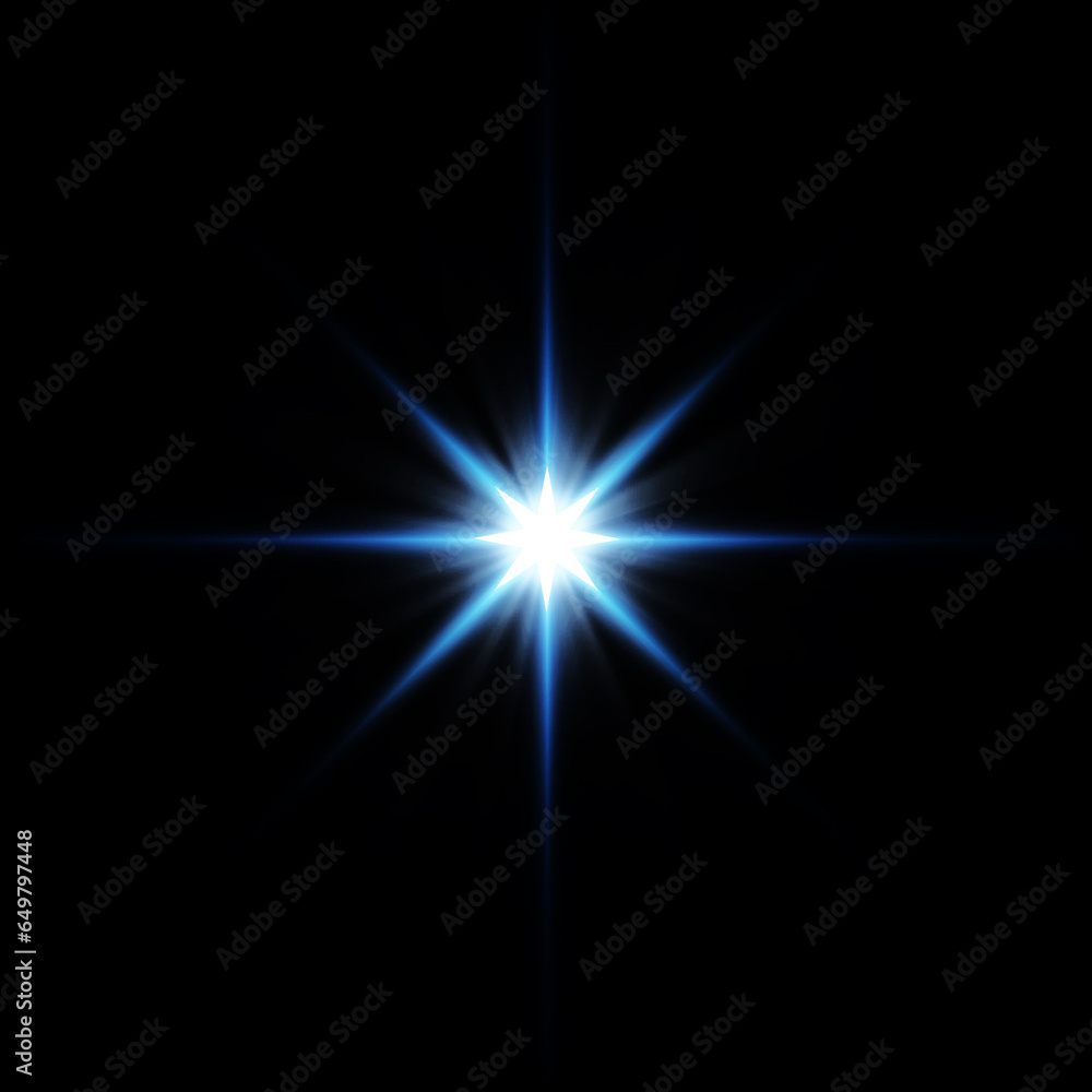 Template isolated star of Bethlehem with eight rays on black background 