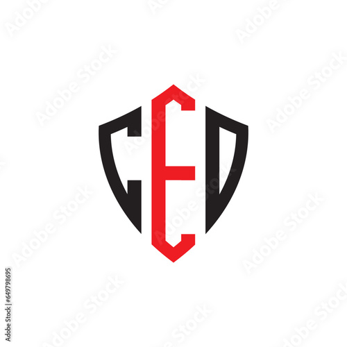 CED letter logo design. Middle red one text. Initial letter monogram on white background.logo template.  Alphabet letter icon.