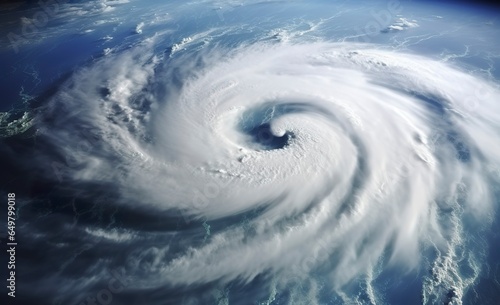 Super Typhoon  tropical storm  cyclone  tornado  over ocean. Weather background.