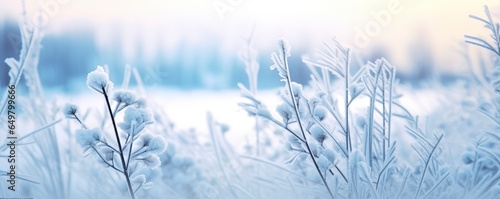 Frozen snowy grass, winter natural abstract background. beautiful winter landscape. © ABULKALAM