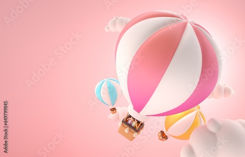 Hot Air Balloon. 3D Illustration
