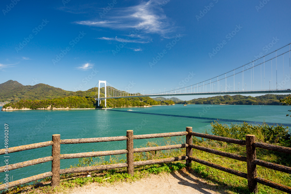 Shimanami kaido cycling route, Japan. HakataOshima Bridge StockFoto