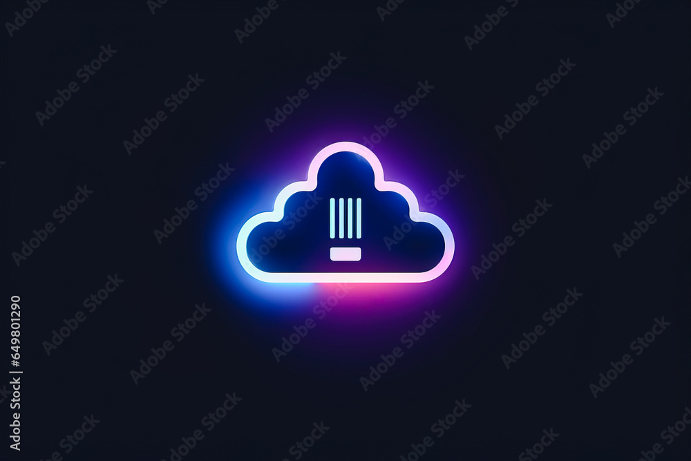 cloud storage concept. usb connected to the cloud with neon lights. cloud storage concept. usb connected to the cloud with neon lights.