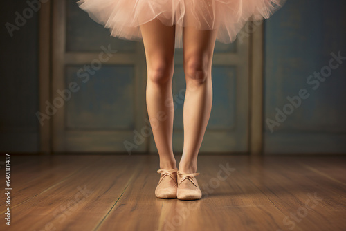 Generative AI picture of a female legs in ballet shoes at a dance festival
