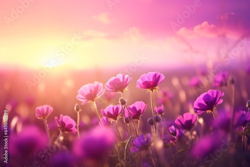 Beautiful natural floral background with field full of flowers in bloom © Ariful
