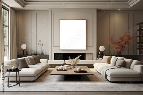 Interior design modern minimal living room, interior luxury style, resort or hotel, interior design japan style, three-dimensional, generative ai. © Sitti