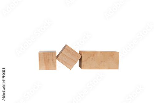 Fototapeta Naklejka Na Ścianę i Meble -  Wooden geometric shapes cube for conceptual design. Education game. isolated on a white background.PNG	