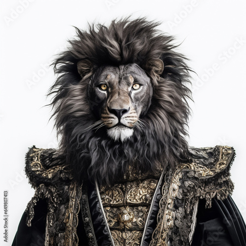 lion isolated on white background generative ai
