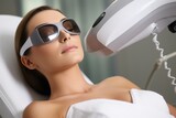 Beautiful woman on laser facial hair removal