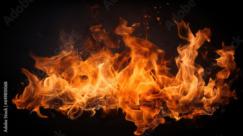 Fire Flames on black background award winning, Background, Illustrations, HD