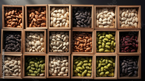 Different Beans in form In small wooden, Background, Illustrations, HD