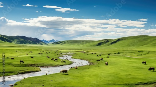expanse mongolian steppes expansive illustration mongolia sky, clouds mountain, mountains tourism expanse mongolian steppes expansive