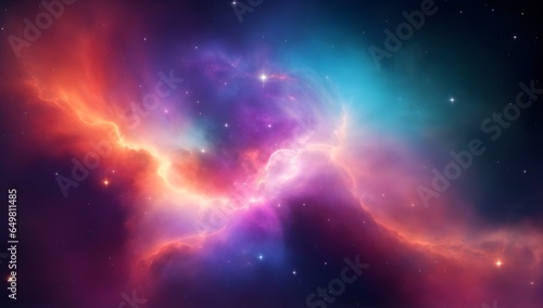 Abstract Nebula with a Burst of Color in the Vastness of Outer Space