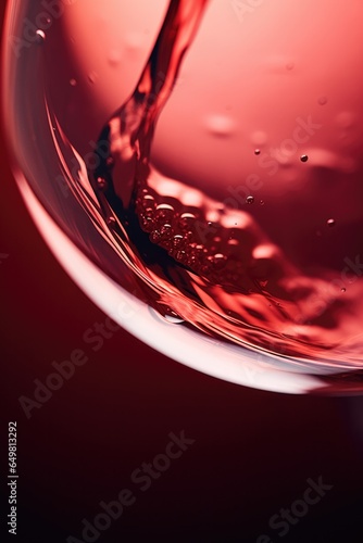 Close up of red wine pour in glass.